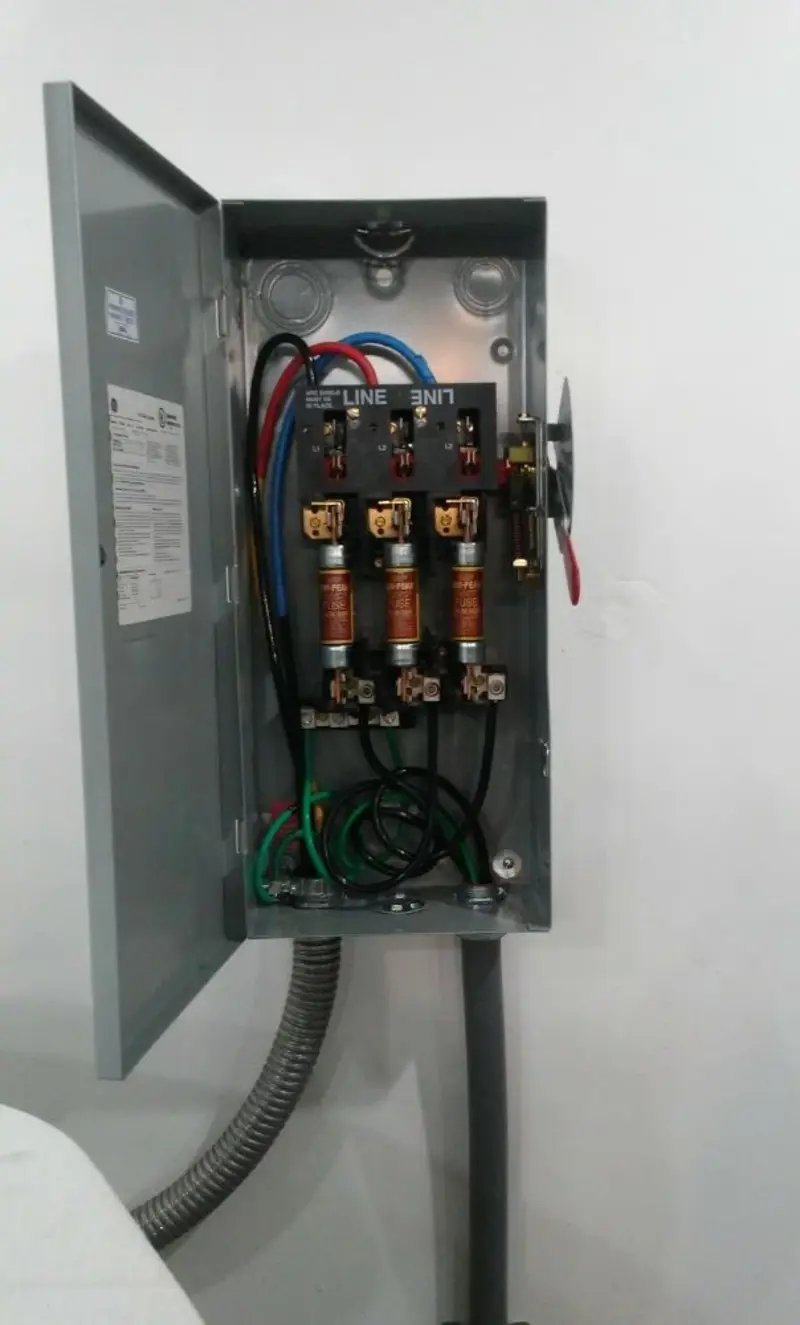 Three-phase disconnect switch installed for Electrical Wiring & Rewiring in Hadley